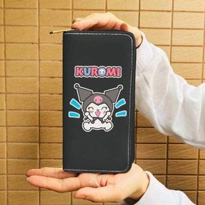 Cute Goth Punk Kuromi Kawaii Long Zipper Wallet Card Holder Leather Rock Biker